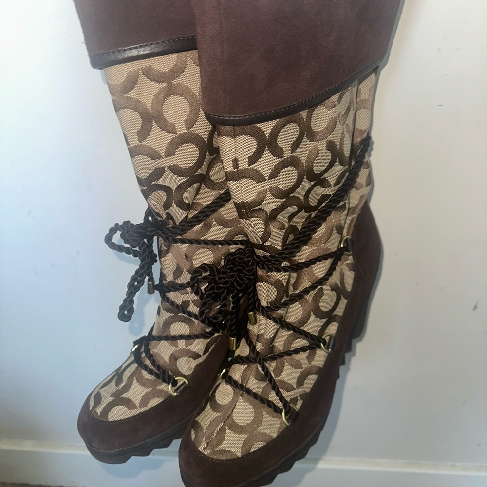 COACH Brown Patterned Women's Boots
